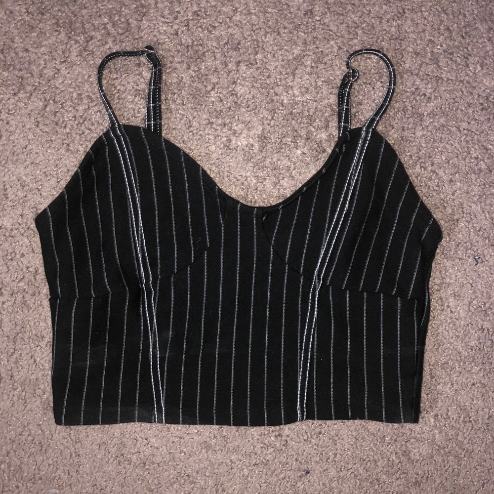 black with white striped tank